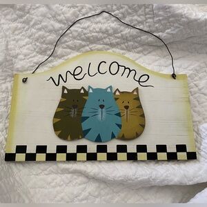 Primitive, Cat, Welcome Sign